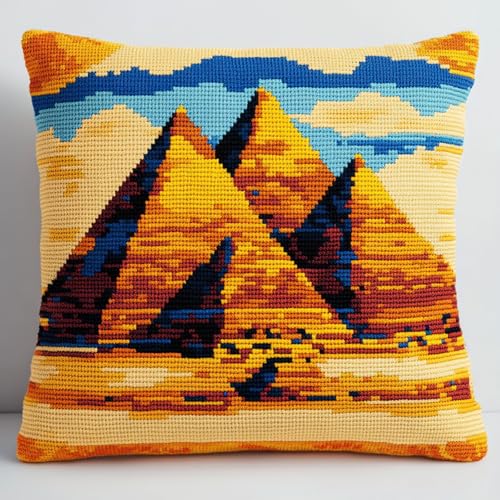ANSIWEIGO Latch Hook Kissen set,Knüpfkissen Handarbeitsset für Anfänger Erwachsene oder Kinder Kissen selber machen,DIY Knüpfpackung Kissenbezug for Sofa Deko,43x43 cm,Ägyptische Pyramiden ANSIWEIGO Latch Hook Kissen set,Knüpfkissen Handarbeitsset für Anfänger Erwachsene oder Kinder Kissen selber machen,DIY Knüpfpackung Kissenbezug for Sofa Deko,43x43 cm,Ägyptische Pyramiden von ANSIWEIGO