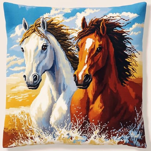 ANSIWEIGO Latch Hook Kits für DIY Throw Pillow Cover,Pferde,DIY Needlework Kissenbezug vorgedruckte Farbe Leinwand Häkeln Hand Handwerk Dekoration Geschenk 17x17inch ANSIWEIGO Latch Hook Kits für DIY Throw Pillow Cover,Pferde,DIY Needlework Kissenbezug vorgedruckte Farbe Leinwand Häkeln Hand Handwerk Dekoration Geschenk 17x17inch von ANSIWEIGO
