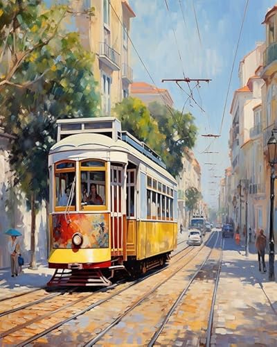 ANSIWEIGO Malen-nach-Zahlen-Malset auf Leinwand,Straßenbahn von Lissabon,Portugal,DIY-Malen-nach-Zahlen-Set für Erwachsene auf Leinwand,Zeichenmalerei mit Pinseln,40x50 cm ANSIWEIGO Malen-nach-Zahlen-Malset auf Leinwand,Straßenbahn von Lissabon,Portugal,DIY-Malen-nach-Zahlen-Set für Erwachsene auf Leinwand,Zeichenmalerei mit Pinseln,40x50 cm von ANSIWEIGO