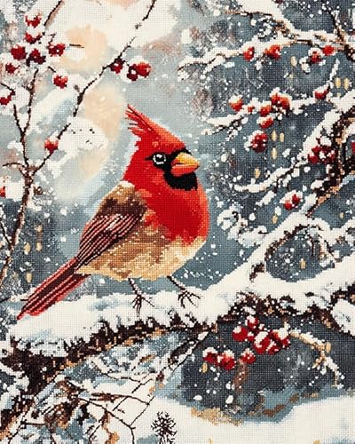 ANSIWEIGO Malen nach Zahlen für Erwachsene,Roter Vogel,Ölgemälde-Set zum Selbermachen auf Leinwand,inklusive Pinsel und Farben(40x50 cm,mit Rahmen) von ANSIWEIGO