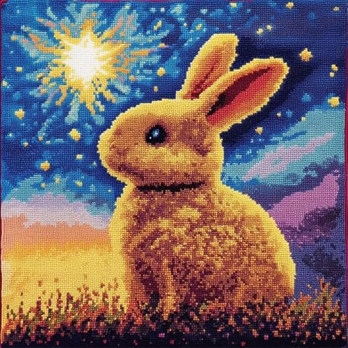 ANSIWEIGO Nachtansicht Knüpfkissen Set,Kaninchen Unter Dem Sternenhimmel,Knüpfkissen Set Für Anfänger Erwachsene Kinder Zum Selber Knüpfen,DIY Knüpfteppich Knüpfpackung,17x17 Zoll ANSIWEIGO Nachtansicht Knüpfkissen Set,Kaninchen Unter Dem Sternenhimmel,Knüpfkissen Set Für Anfänger Erwachsene Kinder Zum Selber Knüpfen,DIY Knüpfteppich Knüpfpackung,17x17 Zoll von ANSIWEIGO
