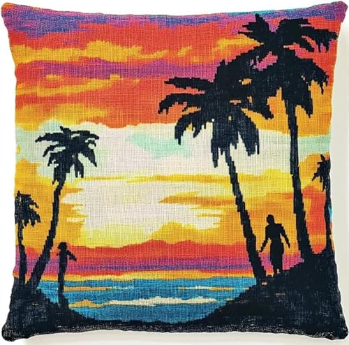 ANSIWEIGO Sonnenuntergangslandschaft Nadelspitzen-Kissen-Set,Tropische Kokosnussbäume,Knüpfkissen-Set,DIY-Kissenbezug,Basteln,bedruckte Leinwand Für Anfänger,Stickerei,Bastelkissen,43x43cm/17x17 Zoll ANSIWEIGO Sonnenuntergangslandschaft Nadelspitzen-Kissen-Set,Tropische Kokosnussbäume,Knüpfkissen-Set,DIY-Kissenbezug,Basteln,bedruckte Leinwand Für Anfänger,Stickerei,Bastelkissen,43x43cm/17x17 Zoll von ANSIWEIGO