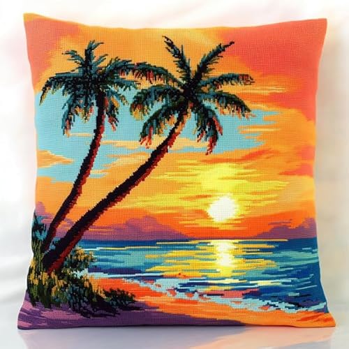 ANSIWEIGO Sticken Set kreuzstich kissen set vorgedruckt,Diy Bastelset Erwachsene zum Basteln Stickkissen Stickpackung Mit Stickvorlage & Sticknadel Und Stickgarn,45x45cm,Sonnenuntergang mit Meerblick ANSIWEIGO Sticken Set kreuzstich kissen set vorgedruckt,Diy Bastelset Erwachsene zum Basteln Stickkissen Stickpackung Mit Stickvorlage & Sticknadel Und Stickgarn,45x45cm,Sonnenuntergang mit Meerblick von ANSIWEIGO