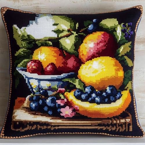 ANSIWEIGO Stickpackung Kissenhülle kreuzstich kissen set vorgezeichnet komplettes Stickset mit Stickvorlage Stickerei-Kit zum Selbersticken Erwachsene 45x45 cm,Stillleben Korb Obst ANSIWEIGO Stickpackung Kissenhülle kreuzstich kissen set vorgezeichnet komplettes Stickset mit Stickvorlage Stickerei-Kit zum Selbersticken Erwachsene 45x45 cm,Stillleben Korb Obst von ANSIWEIGO