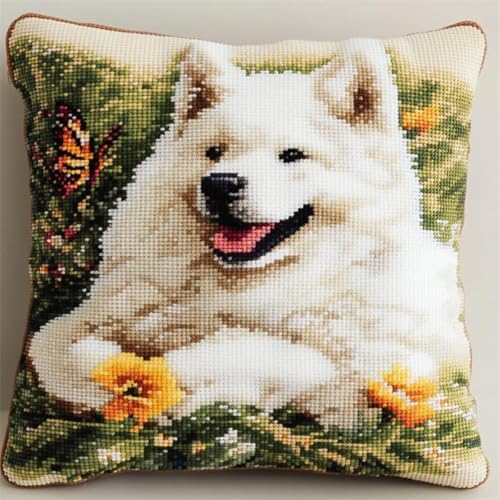 ANSIWEIGO Tier Hund DIY Knüpfen Set Anfänger,Samojede In Den Blumen,Knüpfkissen Wurfkissenbezug,Sofakissenbezug Mit Bedruckter Leinwand Für Anfänger Und Erwachsene,43x43cm/17x17 Zoll ANSIWEIGO Tier Hund DIY Knüpfen Set Anfänger,Samojede In Den Blumen,Knüpfkissen Wurfkissenbezug,Sofakissenbezug Mit Bedruckter Leinwand Für Anfänger Und Erwachsene,43x43cm/17x17 Zoll von ANSIWEIGO