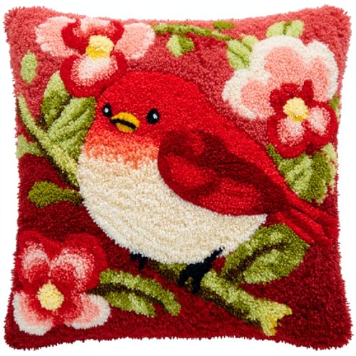 DIY Knüpf Set für Kissen & Teppiche,Latch Hook Kit für Handarbeit, Kreuzstich 43x43 cm Knüpfen von Kissenbezügen,Heimdekoration und Geschenkideen für Erwachsene & Kinder,Blumen und rote Vögel DIY Knüpf Set für Kissen & Teppiche,Latch Hook Kit für Handarbeit, Kreuzstich 43x43 cm Knüpfen von Kissenbezügen,Heimdekoration und Geschenkideen für Erwachsene & Kinder,Blumen und rote Vögel von ANSIWEIGO