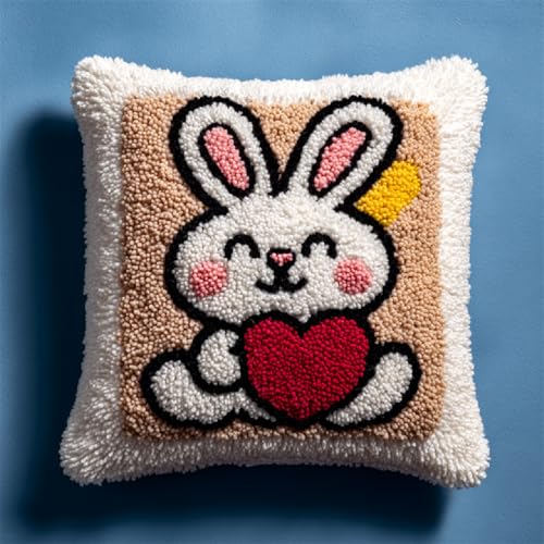 Knüpfkissen DIY Set,Latch Hook Kissenbezug für Handwerk & Kreuzstich Projekte,43x43 cm,Handarbeiten und Heimdekoration,inkl. Anleitung für Kissen und Teppiche,Cartoon-Kaninchen Knüpfkissen DIY Set,Latch Hook Kissenbezug für Handwerk & Kreuzstich Projekte,43x43 cm,Handarbeiten und Heimdekoration,inkl. Anleitung für Kissen und Teppiche,Cartoon-Kaninchen von ANSIWEIGO