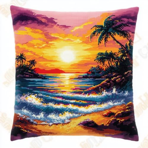 Komplettes DIY Knüpfkissen Set für Anfänger,Latch Hook Kissen Kit Geschenk für Handarbeitsfans,Sonnenuntergang mit Meerblick,Kissenbezug als Sofakissen oder Heimdekoration Dekokissen Projekts 43x43 cm Komplettes DIY Knüpfkissen Set für Anfänger,Latch Hook Kissen Kit Geschenk für Handarbeitsfans,Sonnenuntergang mit Meerblick,Kissenbezug als Sofakissen oder Heimdekoration Dekokissen Projekts 43x43 cm von ANSIWEIGO