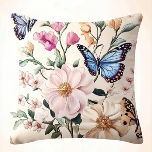 Komplettes DIY Knüpfkissen Set ideal für Anfänger,Latch Hook Kissen Kit Geschenk für Handarbeitsfans,Blumen Schmetterling,Kissenbezug als Sofakissen oder Heimdekoration Dekokissen Projekts 43x43 cm Komplettes DIY Knüpfkissen Set ideal für Anfänger,Latch Hook Kissen Kit Geschenk für Handarbeitsfans,Blumen Schmetterling,Kissenbezug als Sofakissen oder Heimdekoration Dekokissen Projekts 43x43 cm von ANSIWEIGO