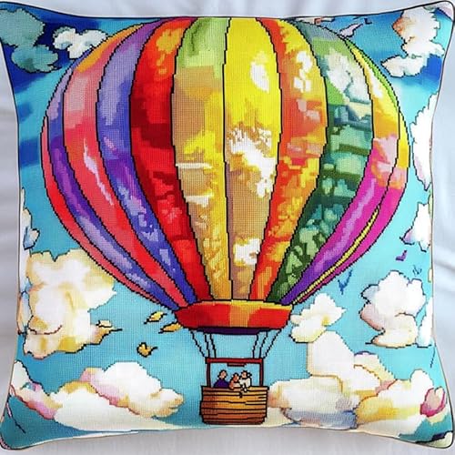 Komplettes DIY Knüpfkissen Set ideal für Anfänger,Latch Hook Kissen Kit Geschenk für Handarbeitsfans,Bunte Heißluftballons,Kissenbezug als Sofakissen oder Heimdekoration Dekokissen Projekts 43x43 cm Komplettes DIY Knüpfkissen Set ideal für Anfänger,Latch Hook Kissen Kit Geschenk für Handarbeitsfans,Bunte Heißluftballons,Kissenbezug als Sofakissen oder Heimdekoration Dekokissen Projekts 43x43 cm von ANSIWEIGO