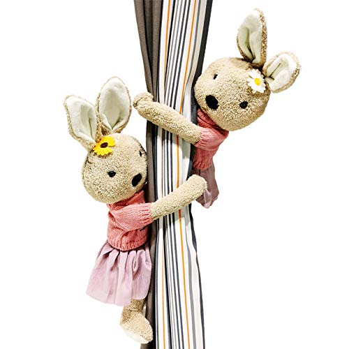 ANSNOW Vorhang-Raffhalter, 2 Stück, Kleine Gänseblümchen-Kaninchen-Puppe, Magnet-Vorhang-Schnalle, Niedlicher Cartoon-Riemen, Kostenloser Stanzer von ANSNOW