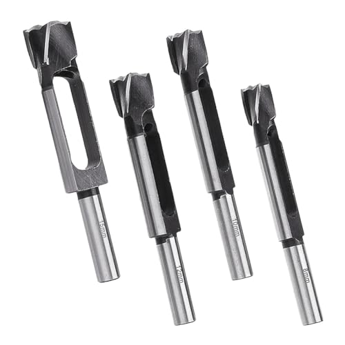 ANSO 4 Stück 8/10/12/15 mm Holzdübelfräser mit 13 mm Schaft, Zapfendübelschneidwerkzeuge Holzbearbeitungsbohrer von ANSO