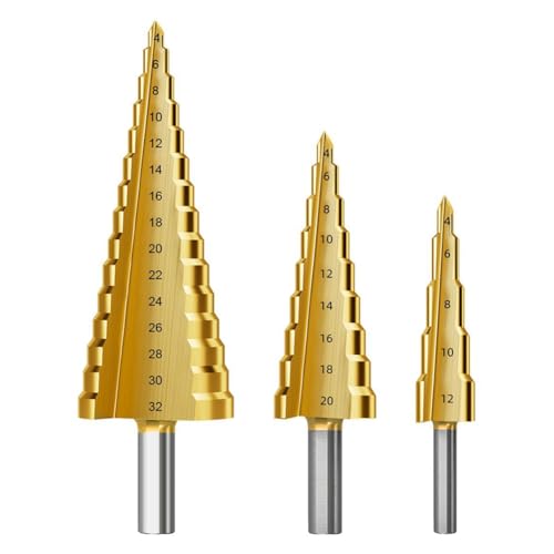 ANSO Stufenbohrer-Set, 3-Teilig, Stufenbohrer, Metrisch, 4 mm Bis 32 mm, HSS6542-Bohrkegelbohrer für Metall, PVC A ANSO Stufenbohrer-Set, 3-Teilig, Stufenbohrer, Metrisch, 4 mm Bis 32 mm, HSS6542-Bohrkegelbohrer für Metall, PVC A von ANSO