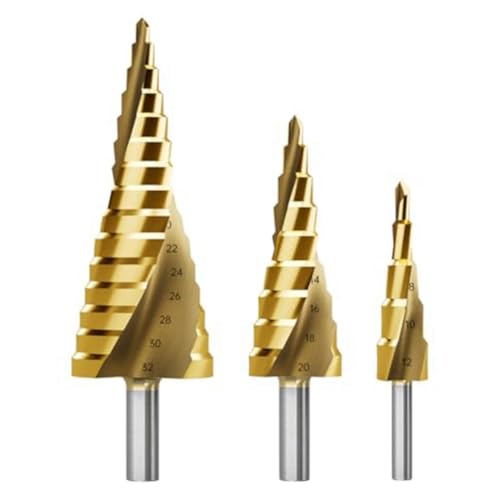 ANSO Stufenbohrer-Set, 3-Teilig, Stufenbohrer, Metrisch, 4 mm Bis 32 mm, HSS6542-Bohrkegelbohrer für Metall, PVC B ANSO Stufenbohrer-Set, 3-Teilig, Stufenbohrer, Metrisch, 4 mm Bis 32 mm, HSS6542-Bohrkegelbohrer für Metall, PVC B von ANSO