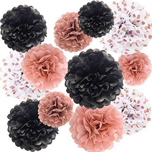 ANSOMO Rose Gold und Schwarz Seidenpapier Pom Poms Party Dekorationen Blumen Rosa Wandbehang Dekor Supplies Geburtstag Braut Baby Shower Hochzeit Abschluss ANSOMO Rose Gold und Schwarz Seidenpapier Pom Poms Party Dekorationen Blumen Rosa Wandbehang Dekor Supplies Geburtstag Braut Baby Shower Hochzeit Abschluss von ANSOMO