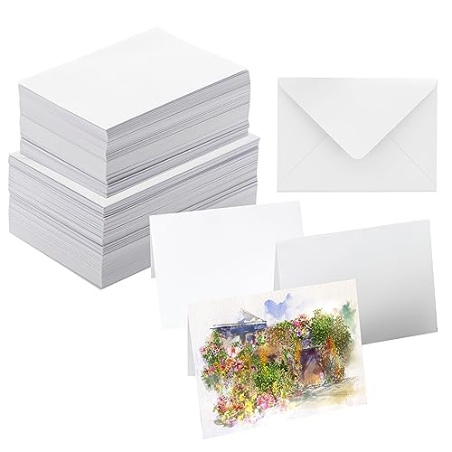 50 Packungen Blanko-Aquarellkarten mit Umschlägen, 63,5 kg, schwere Aquarellkarten aus 100% Baumwolle, 12,7 x 17,8 cm, faltbare Aquarellkarten und Umschläge zum Bemalen oder Basteln von Karten für 50 Packungen Blanko-Aquarellkarten mit Umschlägen, 63,5 kg, schwere Aquarellkarten aus 100% Baumwolle, 12,7 x 17,8 cm, faltbare Aquarellkarten und Umschläge zum Bemalen oder Basteln von Karten für von ANSSDO