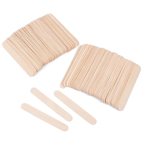100 Stück Eis am Stiel – 11,4 x 1,4 cm große Eisstäbchen, breite Holzstäbchen zum Basteln, Naturholz, Eis am Stiel, Eisstäbchen für Bastelarbeiten von ANTETOK