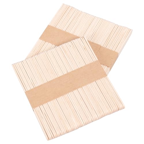 ANTETOK 200 Stück Eisstiele aus Holz, 114mm Holzlollystäbchen für Bastelarbeiten, Premium Popsicle Sticks für DIY-Projekte, zum Herstellen von hausgemachten Bastelarbeiten und Pflanzenetiketten von ANTETOK