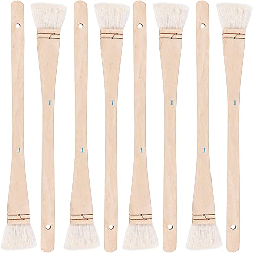 Flache Hake Pinsel, weiche Ziegenhaarbürste und Hake Paint Brush mit massivem Holzgriff, Hake Brush Set für Aquarell Keramik Malerei Kunst (8 Stück 2,5 cm) von ANUBE