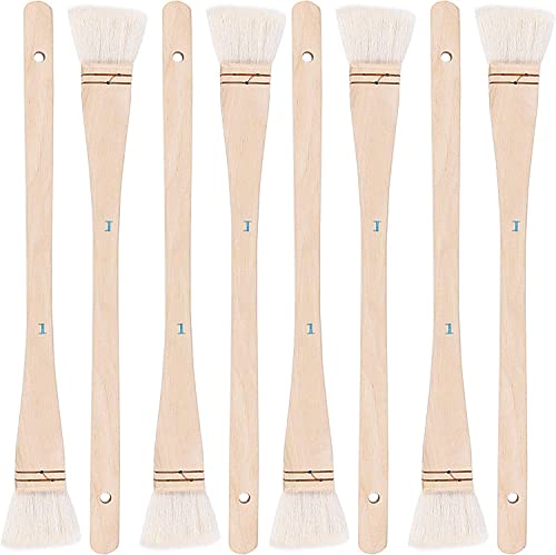 Flache Hake Pinsel, weiche Ziegenhaarbürste und Hake Paint Brush mit massivem Holzgriff, Hake Brush Set für Aquarell Keramik Malerei Kunst (8 Stück 2,5 cm) von ANUBE