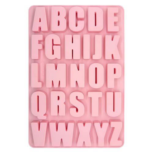 ANXJLEO Silikonform Buchstaben, Gießform Buchstaben Silikon, A-Z Alphabet Silikonformen Gießformen Buchstaben Groß, Buchstaben Backform Schokoladenform Seifenform Epoxidharz Formen (Rosa) von ANXJLEO