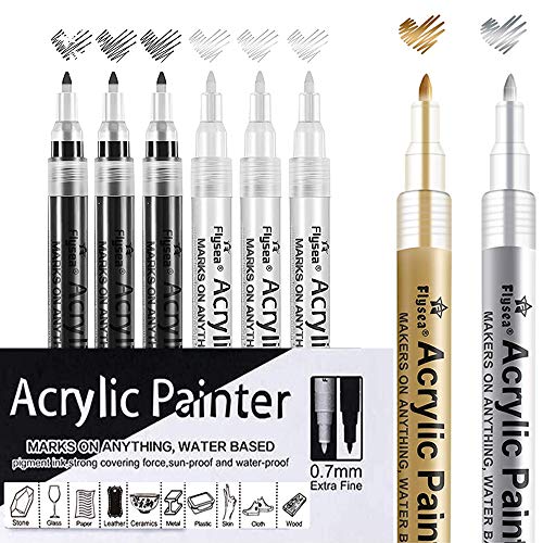 ANYE Weiß Schwarz Acrylstifte Marker Stifte Wasserfest, 0.7 mm Dünner Spitze Feine Set für Steine Holz Leinwand Glas Papier Leder Keramik Metall Fotoalbum DIY Zeichnung ANYE Weiß Schwarz Acrylstifte Marker Stifte Wasserfest, 0.7 mm Dünner Spitze Feine Set für Steine Holz Leinwand Glas Papier Leder Keramik Metall Fotoalbum DIY Zeichnung von ANYE OUTLET