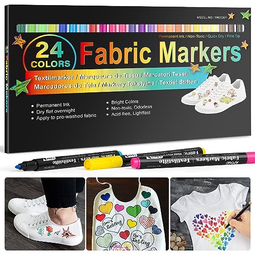 24 Textilstifte Waschmaschinenfest, Textilfarbe Stoffmalfarben Waschfest Stoffmalstifte Textilmalstifte Stofffarbe Textilmarker für T shirt, Stoffbeutel zum Bemalen, Ostern Stoff Basteln Stifte 24 Textilstifte Waschmaschinenfest, Textilfarbe Stoffmalfarben Waschfest Stoffmalstifte Textilmalstifte Stofffarbe Textilmarker für T shirt, Stoffbeutel zum Bemalen, Ostern Stoff Basteln Stifte von ANYUKE