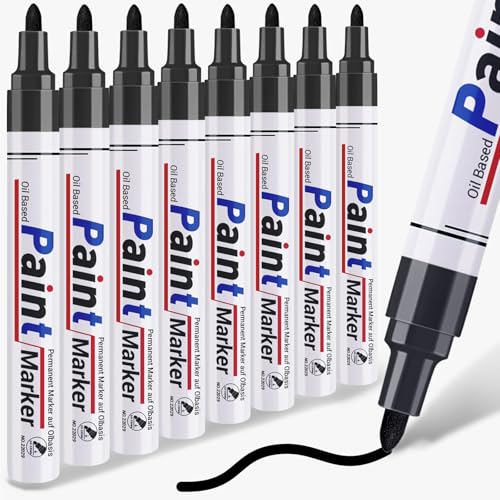 ANYUKE 8 Lackstift Schwarz,2-3mm Permanent Marker, Wasserfeste und Schnell Trocknende, Stark Deckende Marker stifte Sind für Jede Oberfläche Wie Kunststoff, Karton, Holz, Metall. ANYUKE 8 Lackstift Schwarz,2-3mm Permanent Marker, Wasserfeste und Schnell Trocknende, Stark Deckende Marker stifte Sind für Jede Oberfläche Wie Kunststoff, Karton, Holz, Metall. von ANYUKE