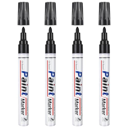 ANYUKE Permanent Marker Wasserfest Lackstift Schwarz,4 Stück Schwarze Marker Stifte Mit 2-3mm, Wasserfest,Reibungsfest Lackmarker für Metall, Holz, Stein, Karton,Plastik,Reifen. ANYUKE Permanent Marker Wasserfest Lackstift Schwarz,4 Stück Schwarze Marker Stifte Mit 2-3mm, Wasserfest,Reibungsfest Lackmarker für Metall, Holz, Stein, Karton,Plastik,Reifen. von ANYUKE