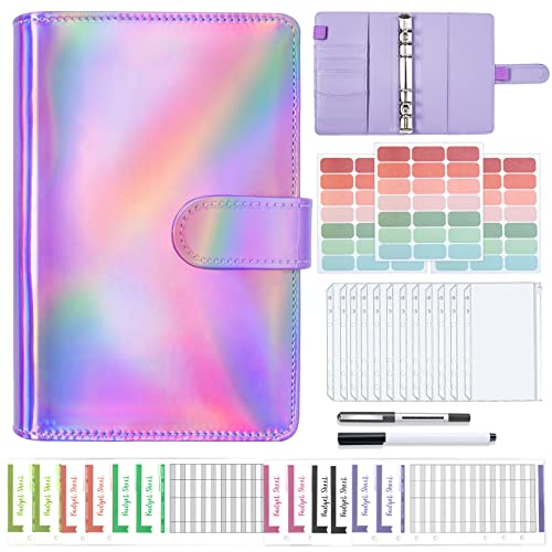 Budget Planner Budget Binder - ANYUKE A6 Budget Planner Geldumschläge Umschlagmethode, Budgetplaner Geld Organizer Sparbuch mit Folien für Finanzplaner, Geld Sparen Mappe, Cash Stuffing - Laser Lila von ANYUKE