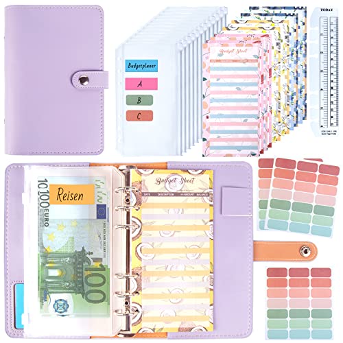 Budget Planner Binder A6 - ANYUKE Budgetplaner Geldumschläge Planer, Haushaltsbuch Ringbuch Geldbuch für Geld Spar Challenge Geldsparen Sparplan Spartaschenbuch Orgenizermappe von ANYUKE