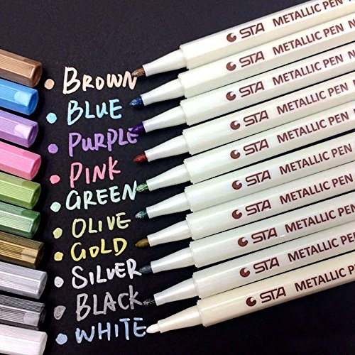 Metallic Marker Stifte Metallischen Marker: APOGO 10 Farben Metallic Stifte für Fotoalbum zum Selbstgestalten, Gästebuch Hochzeit, Scrapbook Zubehör, Keramik, Weihnachten Halloween Deko Stifte Metallic Marker Stifte Metallischen Marker: APOGO 10 Farben Metallic Stifte für Fotoalbum zum Selbstgestalten, Gästebuch Hochzeit, Scrapbook Zubehör, Keramik, Weihnachten Halloween Deko Stifte von ANYUKE
