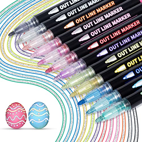 Outline Stifte Glitzerstifte Magische Stifte: 12 Farben Outline Marker Ostergeschenke Zauberstifte Glitzerstifte Mädchen Geschenke 4-12 jahre von KERIFI