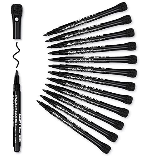 Whiteboard Stifte Schwarz Whiteboard Marker: 12 Magnetisch Whiteboard Stift mit Schwamm, Whiteboardmarker Dünn Boardmarker Abwischbar für Magnettafel Flipchart Wochenplaner Magnetwand, Folienstift Whiteboard Stifte Schwarz Whiteboard Marker: 12 Magnetisch Whiteboard Stift mit Schwamm, Whiteboardmarker Dünn Boardmarker Abwischbar für Magnettafel Flipchart Wochenplaner Magnetwand, Folienstift von ANYUKE