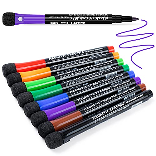 ANYUKE Whiteboard Stifte Whiteboard Marker: 8 Farbe Whiteboard Stift Boardmarker mit Schwamm Magnete, Dry Erase Marker für Magnettafel Flipchart, Abwischbare Stifte Lehrer Zubehör Schule Zuhause Büro von ANYUKE