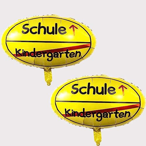 2 Stk Kindergarten/Schule Ortsschild Folien Luftballon Hänge Deko,Folienballon Heliumballon Dekoration für Einschulung Schuleinführung,Schulanfang Schulstart Schule Folienballon für Junge Mädchen von ANYUNKEY