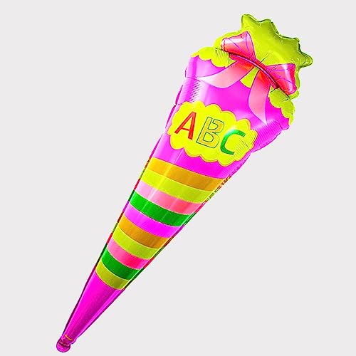 Rosa ABC-Schultüte Folienballon(110cm), Zuckertüte Folien Ballon Luftballon Hänge Deko für Einschulung Schuleinführung Schulanfang von ANYUNKEY