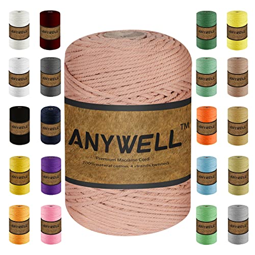 ANYWELL 3-6mm Hellbraun Makramee Garn 4mm x 218yards, Baumwollgarn Naturliches Baumwollkordel Baumwolle Garn Basteln für DIY Handwerk Basteln Wand Aufhängung Pflanze Aufhänger ANYWELL 3-6mm Hellbraun Makramee Garn 4mm x 218yards, Baumwollgarn Naturliches Baumwollkordel Baumwolle Garn Basteln für DIY Handwerk Basteln Wand Aufhängung Pflanze Aufhänger von ANYWELL