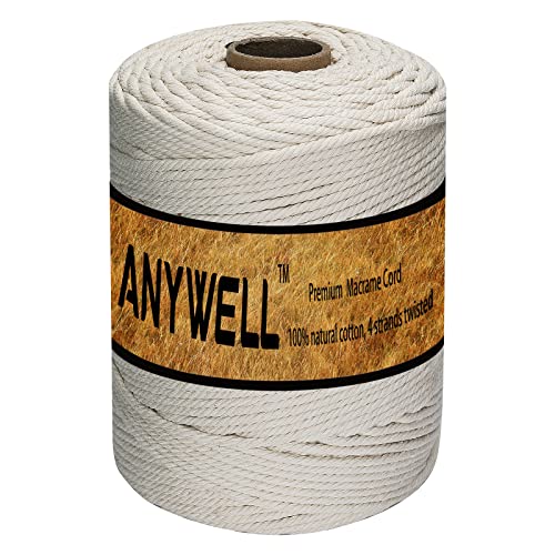 ANYWELL 3-6mm Makramee Garn 4mm x 300yards, Baumwollgarn Naturliches Baumwollkordel Baumwolle Garn Basteln für DIY Handwerk Basteln Wand Aufhängung Pflanze Aufhänger ANYWELL 3-6mm Makramee Garn 4mm x 300yards, Baumwollgarn Naturliches Baumwollkordel Baumwolle Garn Basteln für DIY Handwerk Basteln Wand Aufhängung Pflanze Aufhänger von ANYWELL