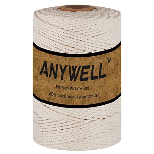 ANYWELL 3-6mm Makramee Garn 5mm x 109yards Baumwollgarn Naturliches Baumwollkordel Baumwolle Garn Basteln für DIY Handwerk Basteln Wand Aufhängung Pflanze Aufhänger ANYWELL 3-6mm Makramee Garn 5mm x 109yards Baumwollgarn Naturliches Baumwollkordel Baumwolle Garn Basteln für DIY Handwerk Basteln Wand Aufhängung Pflanze Aufhänger von ANYWELL