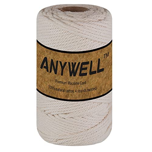 ANYWELL Makramee Garn 4mm x 218yards, 3mm, 4mm, 5mm, 6mm Baumwollgarn Naturliches Baumwollkordel Baumwolle Garn Basteln für DIY Handwerk Basteln Wand Aufhängung Pflanze Aufhänger Beige & Colored ANYWELL Makramee Garn 4mm x 218yards, 3mm, 4mm, 5mm, 6mm Baumwollgarn Naturliches Baumwollkordel Baumwolle Garn Basteln für DIY Handwerk Basteln Wand Aufhängung Pflanze Aufhänger Beige & Colored von ANYWELL