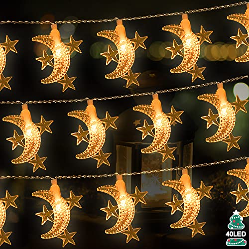 Mond Lichterketten, 20ft 40 LED Ramadan Licht Batteriebetriebene Dekorative Beleuchtung für Hausgarten-Schlafzimmer im Freien Innen, Dekoration Geschenk Für Ramadan, Muttertag, Weihnachten von AceList