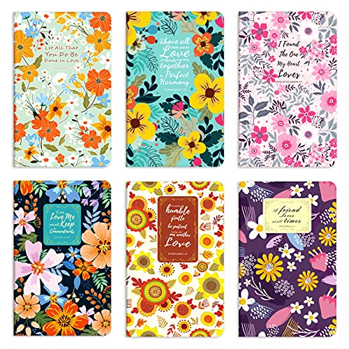 6 Packungen Blumen-Notizbücher mit Bibelversen, 80 Seiten (liniert, 40 Blatt) 12,7x20,3cm, kleines Notizbuch, Taschenbuch, Schreibblock, christliches Kunst-Geschenkset, Skripturen, Softcover-Tagebuch von ANZON MORIES