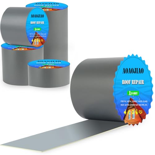 AOAOJIAO Dachrinnen Reparaturband Dichtband, Bitumenband Selbstklebend, Regenrinne Abdichten, DachReparaturband Microsealant, Wasserdichtes Klebeband Außen (5cm x 10m x 1 roll) von AOAOJIAO