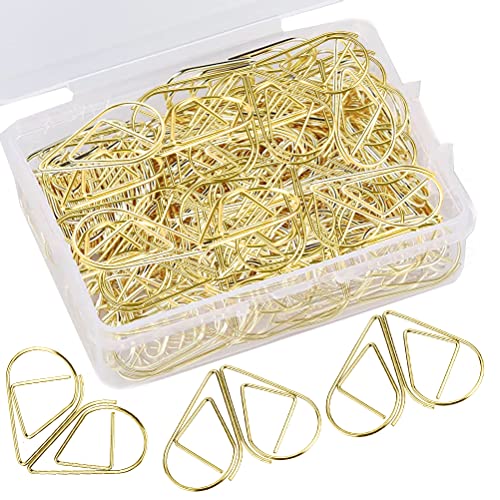 AOBETAK Büroklammern-Set aus Metall, niedlich, Wassertropfen, goldfarben, Edelstahl, zum Sortieren und Organisieren von Papieren, Dokumenten, 100 Lesezeichen-Clips/Box AOBETAK Büroklammern-Set aus Metall, niedlich, Wassertropfen, goldfarben, Edelstahl, zum Sortieren und Organisieren von Papieren, Dokumenten, 100 Lesezeichen-Clips/Box von AOBETAK