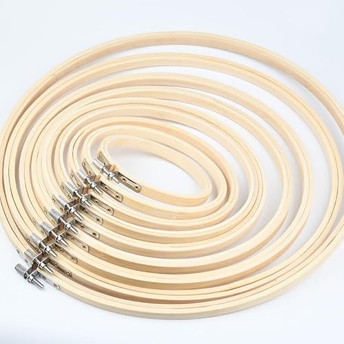 AOBOPLE 16 Stück 8 Größen runder Bambus-Stickrahmen Kreis verstellbar Bambus Kreuzstich Hoop Ring Runde Stickrahmen für DIY Kunst Handstickerei Nähen Kreuzstich (16 Stück - 8 Größe) von AOBOPLE