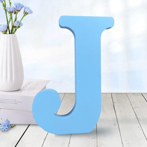 AOCEAN 15,2 cm große blaue Holzbuchstaben für Wanddekoration, dekorative stehende Buchstaben, Scheiben, Schild, Dekoration für Bastelarbeiten, Zuhause, Party-Projekte (J) von AOCEAN