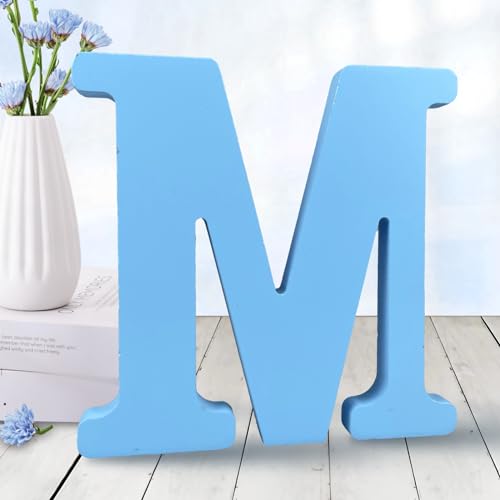 AOCEAN 15,2 cm große blaue Holzbuchstaben für Wanddekoration, dekorative stehende Buchstaben, Scheiben, Schild, Dekoration für Bastelarbeiten, Zuhause, Party-Projekte (M) von AOCEAN