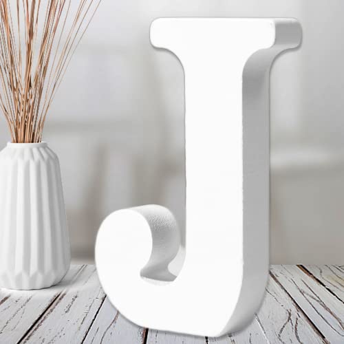 AOCEAN 15,2 cm weiße Holzbuchstaben für die Wand, MAGA dekorative stehende Buchstaben, Scheiben, Schild, Dekoration für Handwerk, Zuhause, Party, Projekte (J) von AOCEAN
