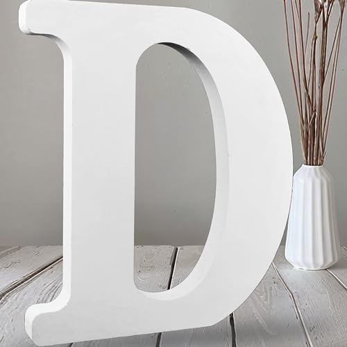 AOCEAN 30,5 cm weiße große Holzbuchstaben, unlackierte Holzbuchstaben für Wanddekoration, dekorative stehende Buchstaben, Scheiben, Schild, Dekoration für Handwerk, Zuhause, Party-Projekte (D) von AOCEAN